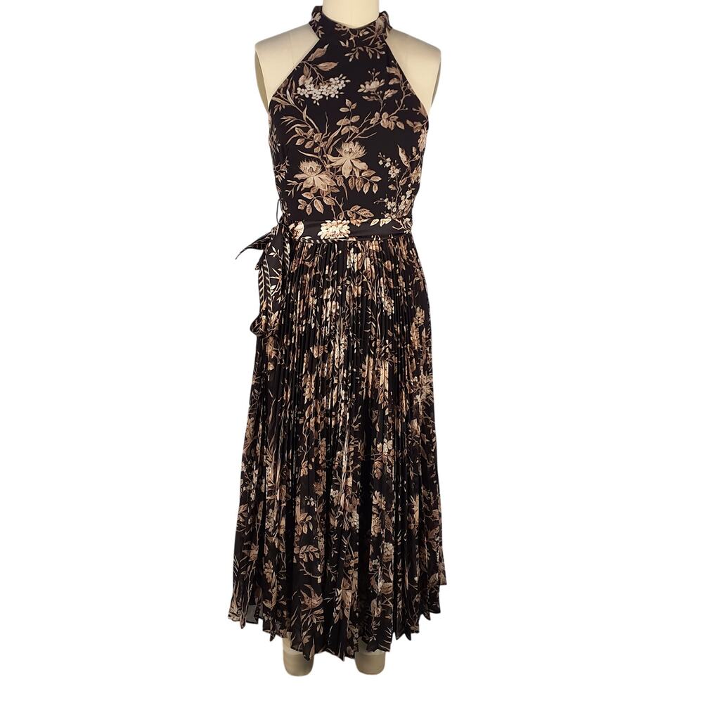 ZIMMERMAN Black and Beige Floral Halter Maxi Dress (PETITE) - Picture 4 of 12